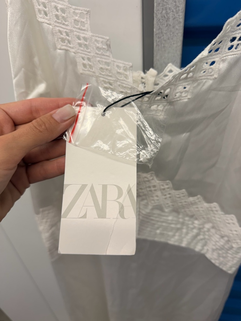 Nwt xs Zara White Lace-Trim Slip white midi   Dress - Picture 2 of 11